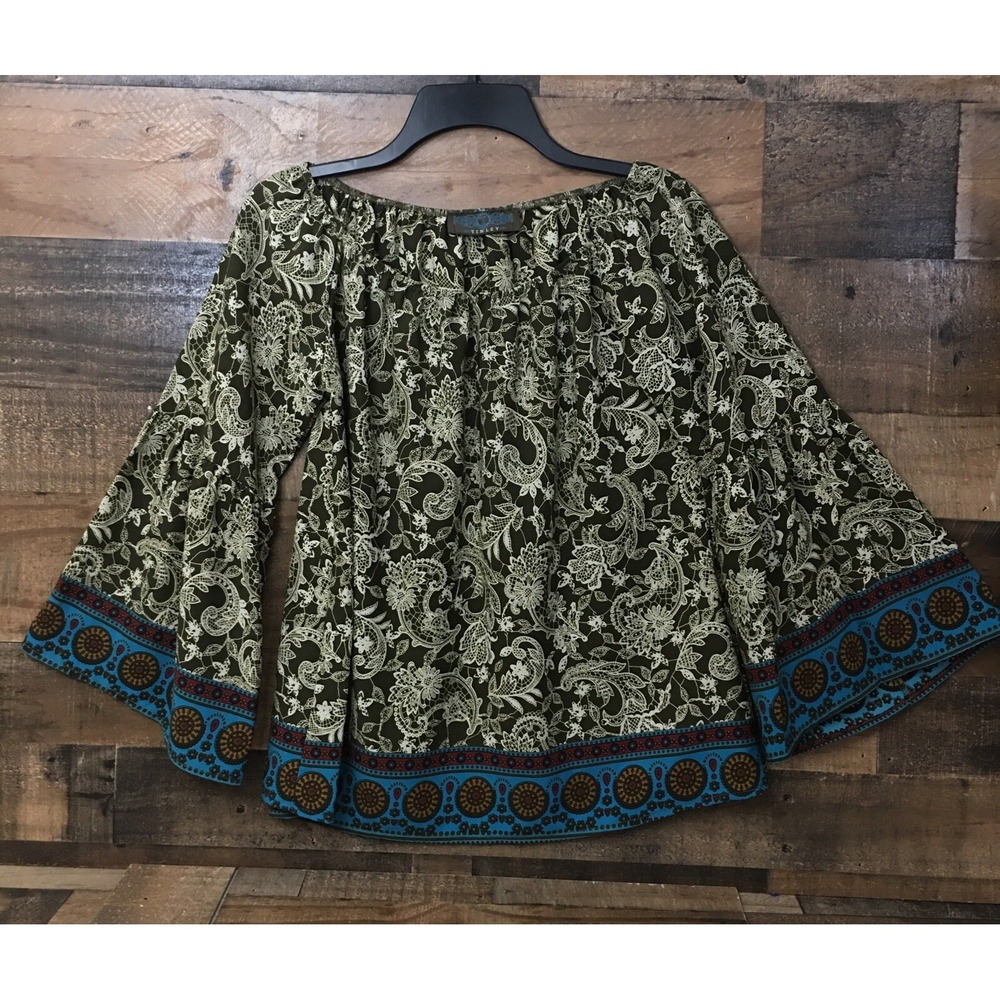 Tinley Boho Top Women Small Floral Off Shoulder Cottagecore Retro Hippie Comfort